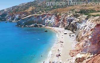 Agios Ioannis Strand Milos Kykladen griechischen Inseln Griechenland