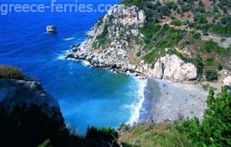 Playas para la isla de Samos en Egeo Oriental Grecia