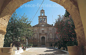 El monasterio Guvernetu Cania en la Isla de Creta, Islas Griegas, Grecia