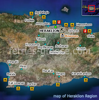 Kaart van Heraklion, Kreta Eiland, Griekse Eilanden, Griekenland