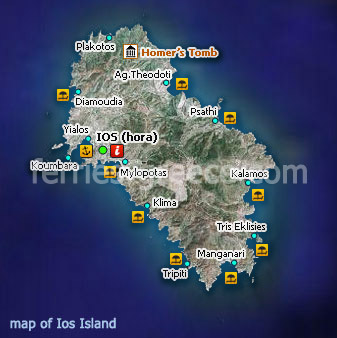 Kaart van Ios Eiland, Cycladen, Griekenland