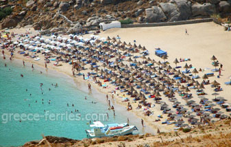 Super Paradise Strand Mikonos Griechischen Inseln Kykladen Griechenland