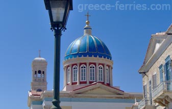De kerk van Agios Nikolaos Syros Eiland, Cycladen, Griekenland