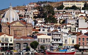 Architecture de l’île de Lesvos (Mytilène) de l’Egée de l’Est Grèce