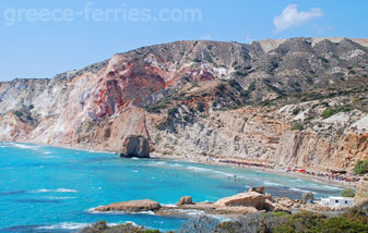 Strand in Milos Eiland, Cycladen, Griekenland