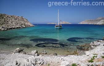 Agios Aimlianos Strand Symi Eiland, Dodecanesos, Griekenland